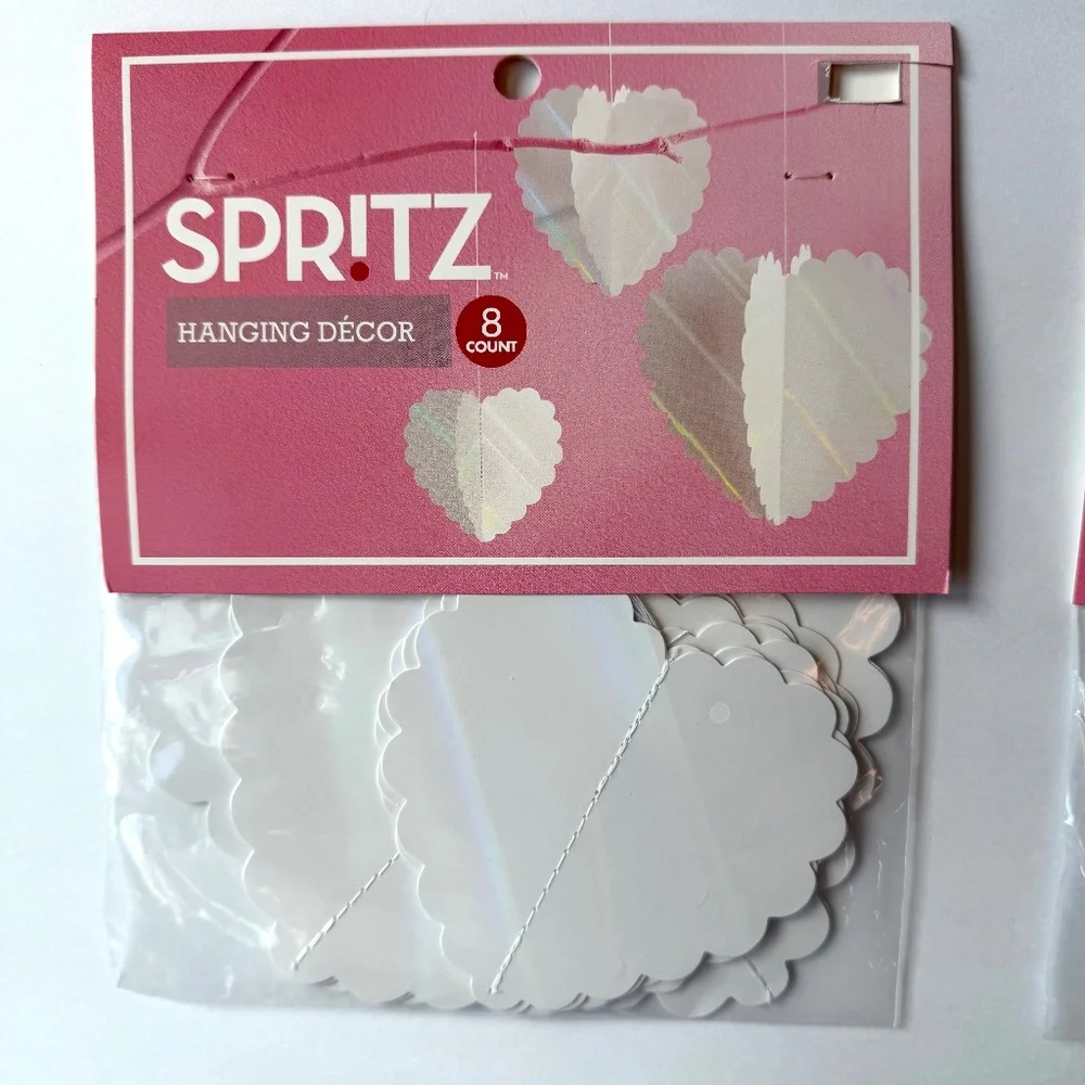 NEW Set of 2 (8 ct) Target Spritz Scalloped Hearts Valentines Day Hanging Decor